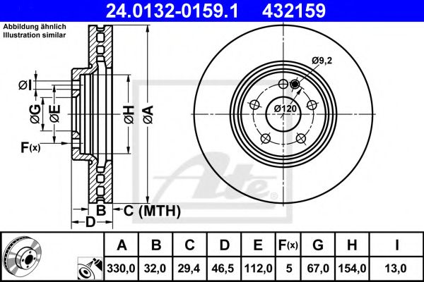 ATE - 24.0132-0159.1 - Тормозной диск (Тормозная система)