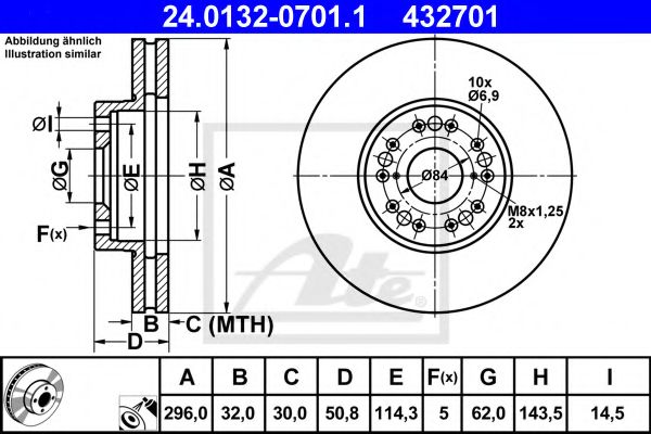 ATE - 24.0132-0701.1 - Тормозной диск (Тормозная система)