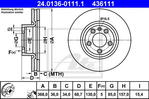 ATE - 24.0136-0111.1 - Тормозной диск (Тормозная система)