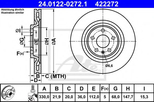 ATE - 24.0122-0272.1 - Тормозной диск (Тормозная система)