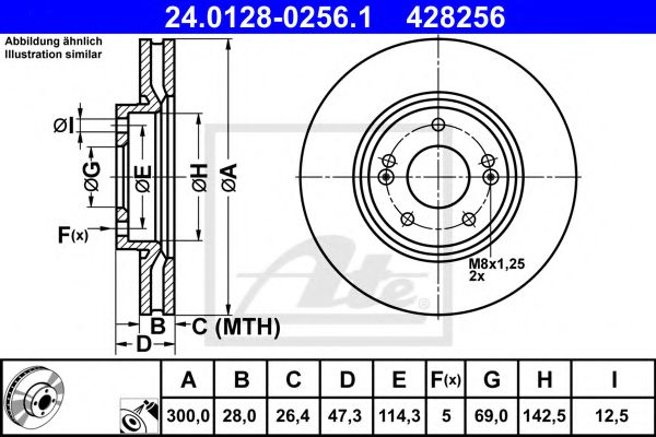 ATE - 24.0128-0256.1 - Тормозной диск (Тормозная система)