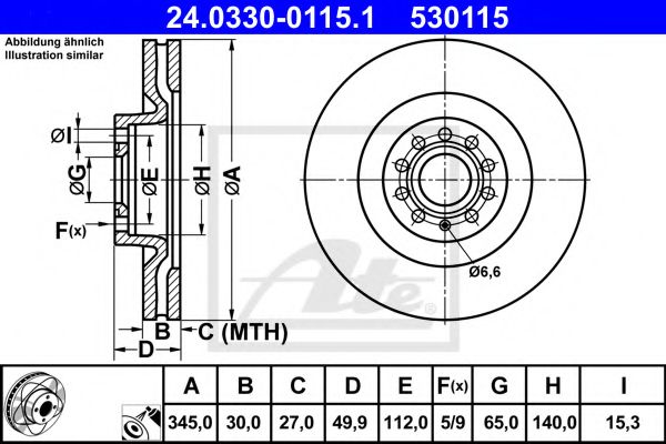 ATE - 24.0330-0115.1 - Тормозной диск (Тормозная система)