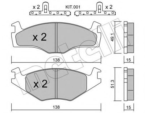 METELLI - 22-0045-0K - Комплект тормозных колодок, дисковый тормоз (Тормозная система)