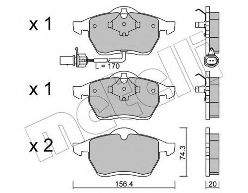 METELLI - 22-0279-1 - Комплект тормозных колодок, дисковый тормоз (Тормозная система)