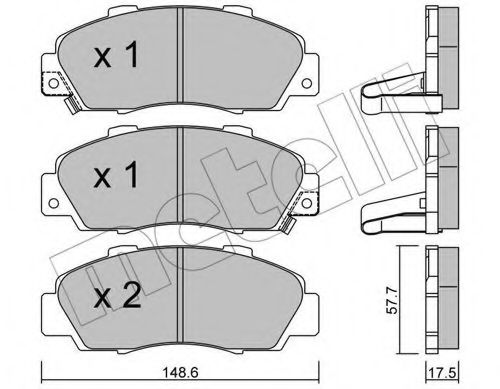 METELLI - 22-0298-0 - Комплект тормозных колодок, дисковый тормоз (Тормозная система)