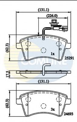 COMLINE - CBP11707 - Комплект тормозных колодок, дисковый тормоз (Тормозная система)