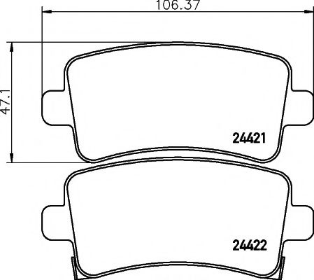 HELLA PAGID - 8DB 355 012-991 - Комплект тормозных колодок, дисковый тормоз (Тормозная система)