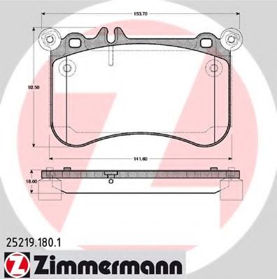 ZIMMERMANN - 25219.180.1 - Комплект тормозных колодок, дисковый тормоз (Тормозная система)