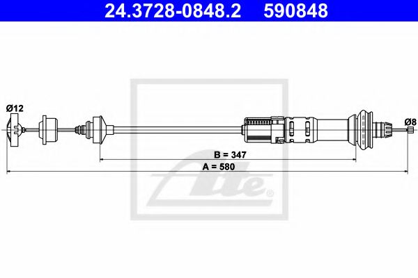 ATE - 24.3728-0848.2 - Трос, управление сцеплением (Система сцепления)