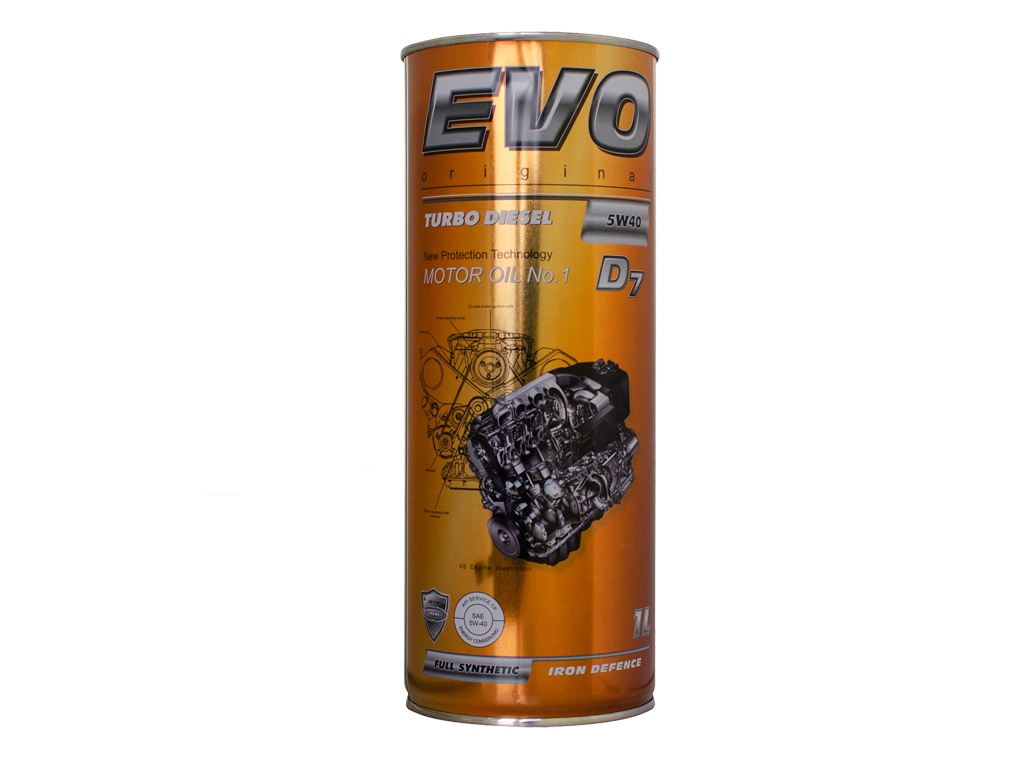 EVO - EVO TURBO DIESEL D7 5W40 1L - Олива двигуна 1L EVO TURBO DIESEL D7 5W40 (API CF, ACEA B4, MB 229.31, VW 505.00/505.01, GM-LL-B-025)