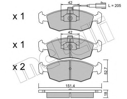 METELLI - 22-0274-0 - Комплект тормозных колодок, дисковый тормоз (Тормозная система)