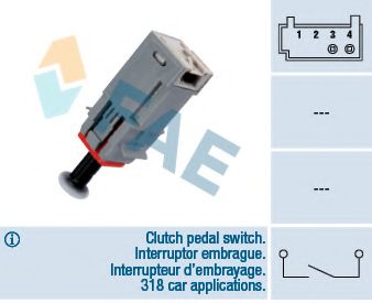 FAE - 24790 - Выключатель, привод сцепления (Tempomat) (Система регулирования скорости)