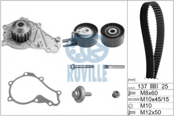 RUVILLE - 55953721 - Водяной насос + комплект зубчатого ремня (Охлаждение)