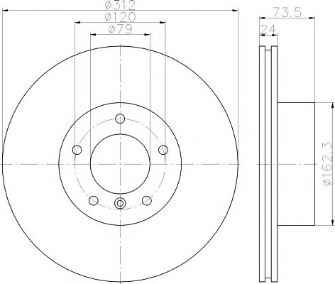 HELLA PAGID - 8DD 355 115-381 - Тормозной диск (Тормозная система)