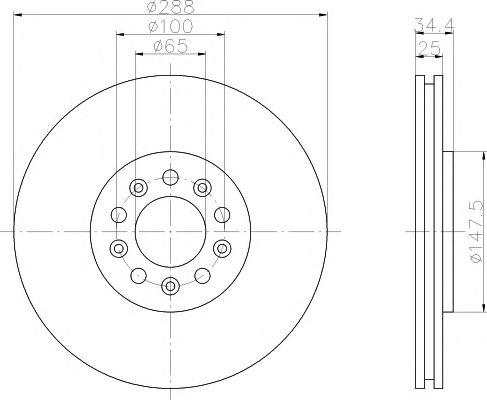 HELLA PAGID - 8DD 355 107-611 - Тормозной диск (Тормозная система)