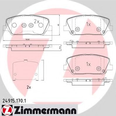 ZIMMERMANN - 24915.170.1 - Комплект тормозных колодок, дисковый тормоз (Тормозная система)