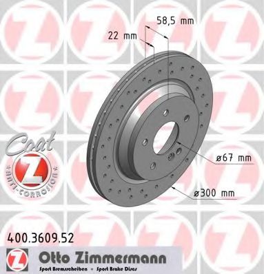 ZIMMERMANN - 400.3609.52 - Тормозной диск (Тормозная система)