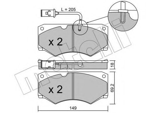 METELLI - 22-0014-3 - Комплект тормозных колодок, дисковый тормоз (Тормозная система)