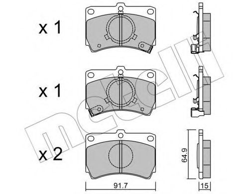 METELLI - 22-0103-0 - Комплект тормозных колодок, дисковый тормоз (Тормозная система)