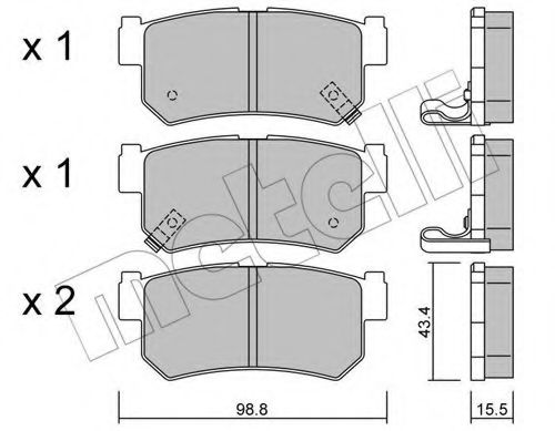 METELLI - 22-0519-0 - Комплект тормозных колодок, дисковый тормоз (Тормозная система)