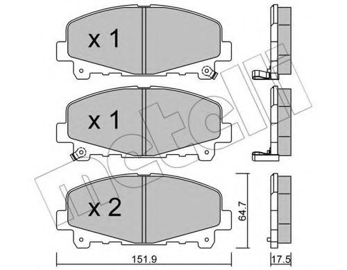 METELLI - 22-0867-0 - Комплект тормозных колодок, дисковый тормоз (Тормозная система)