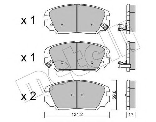 METELLI - 22-0885-0 - Комплект тормозных колодок, дисковый тормоз (Тормозная система)