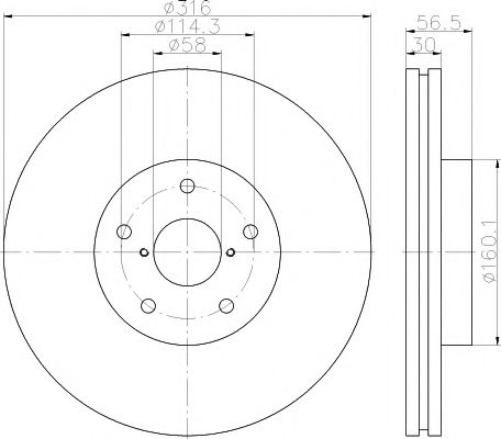 HELLA PAGID - 8DD 355 116-361 - Тормозной диск (Тормозная система)