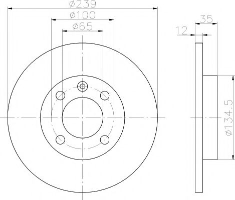 HELLA PAGID - 8DD 355 100-131 - Тормозной диск (Тормозная система)