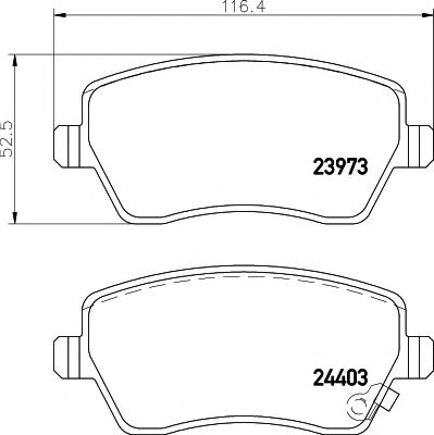 HELLA PAGID - 8DB 355 012-301 - Комплект тормозных колодок, дисковый тормоз (Тормозная система)