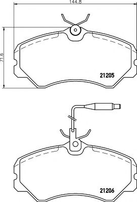 HELLA PAGID - 8DB 355 017-841 - Комплект тормозных колодок, дисковый тормоз (Тормозная система)