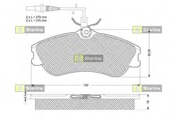 STARLINE - BD S035 - Комплект тормозных колодок, дисковый тормоз