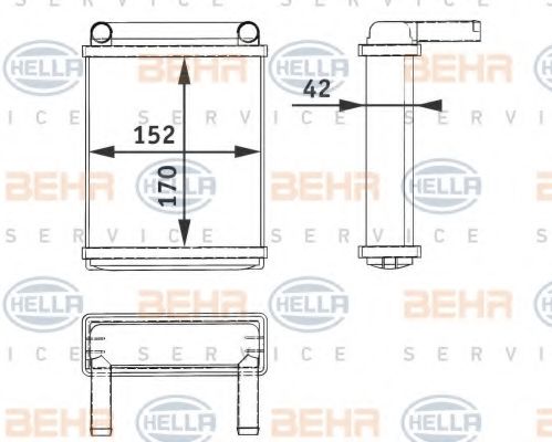 BEHR HELLA SERVICE - 8FH 351 312-521 - Теплообменник, отопление салона (Отопление / вентиляция)