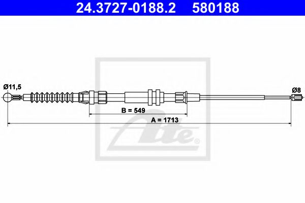 ATE - 24.3727-0188.2 - Трос, стояночная тормозная система (Тормозная система)