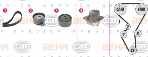 BEHR HELLA SERVICE - 8MP 376 812-861 - Водяной насос + комплект зубчатого ремня (Охлаждение)