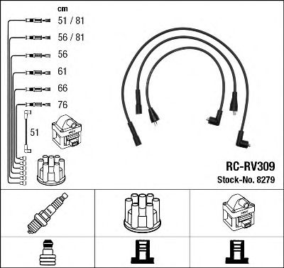 NGK - 8279 - Комплект проводов зажигания (Система зажигания)