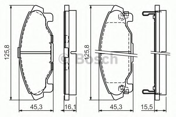 BOSCH - 0 986 424 590 - Комплект тормозных колодок, дисковый тормоз (Тормозная система)