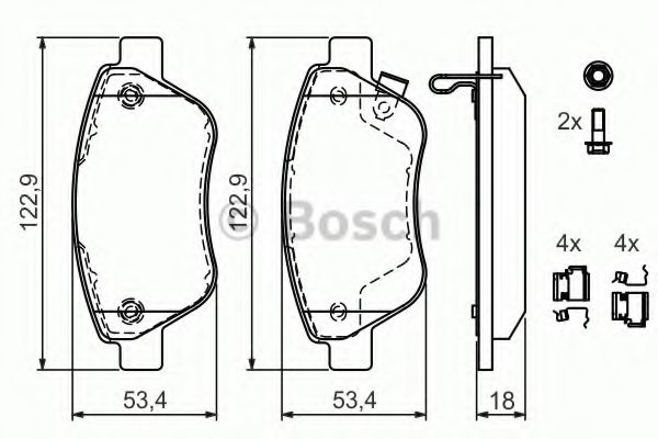 BOSCH - 0 986 494 092 - Комплект тормозных колодок, дисковый тормоз (Тормозная система)