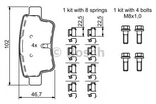 BOSCH - 0 986 494 222 - Комплект тормозных колодок, дисковый тормоз (Тормозная система)