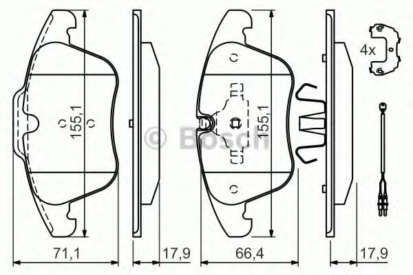 BOSCH - 0 986 494 371 - Комплект тормозных колодок, дисковый тормоз (Тормозная система)