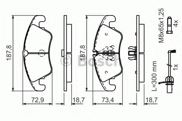 BOSCH - 0 986 494 456 - Комплект тормозных колодок, дисковый тормоз (Тормозная система)