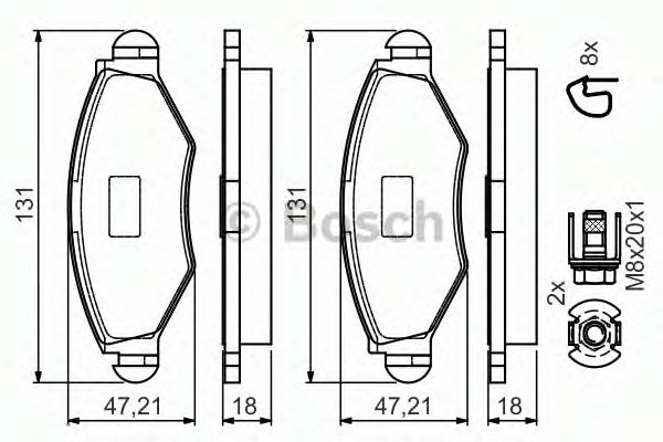 BOSCH - 0 986 495 052 - Комплект тормозных колодок, дисковый тормоз (Тормозная система)