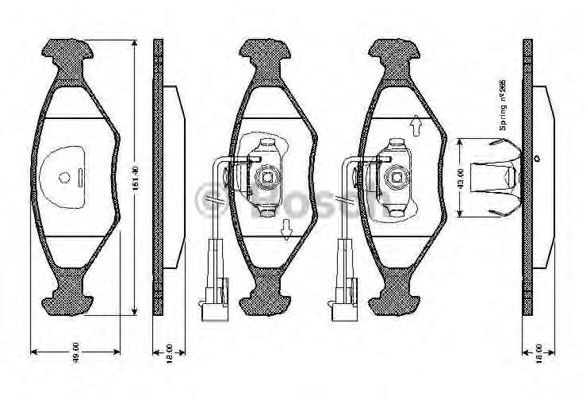 BOSCH - 0 986 TB2 157 - Комплект тормозных колодок, дисковый тормоз (Тормозная система)