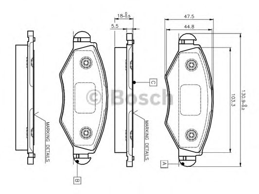 BOSCH - 0 986 TB2 316 - Комплект тормозных колодок, дисковый тормоз (Тормозная система)