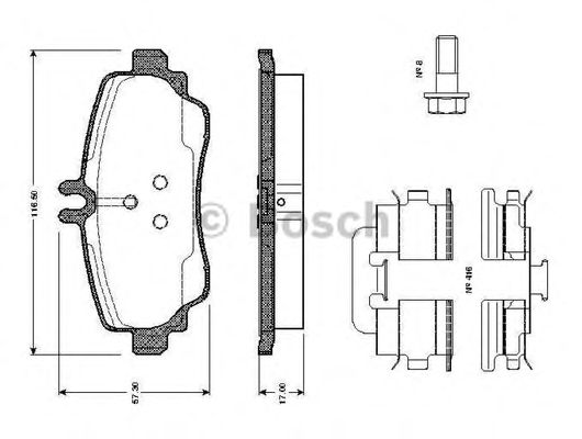 BOSCH - 0 986 TB2 322 - Комплект тормозных колодок, дисковый тормоз (Тормозная система)