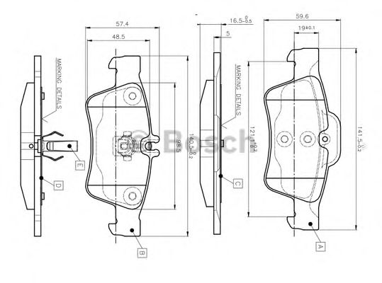 BOSCH - 0 986 TB2 451 - Комплект тормозных колодок, дисковый тормоз (Тормозная система)