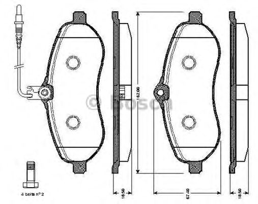 BOSCH - 0 986 TB3 015 - Комплект тормозных колодок, дисковый тормоз (Тормозная система)