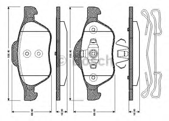 BOSCH - 0 986 TB3 067 - Комплект тормозных колодок, дисковый тормоз (Тормозная система)