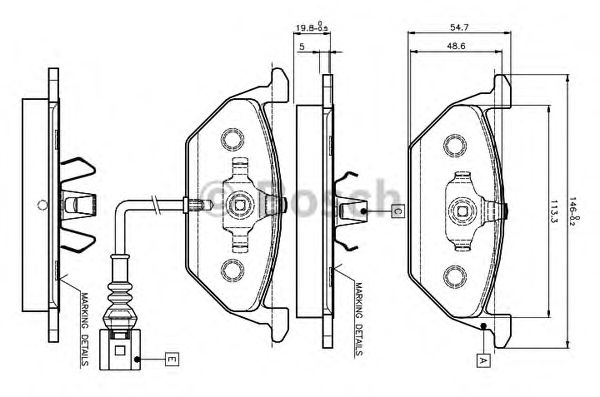 BOSCH - 0 986 TB2 041 - Комплект тормозных колодок, дисковый тормоз