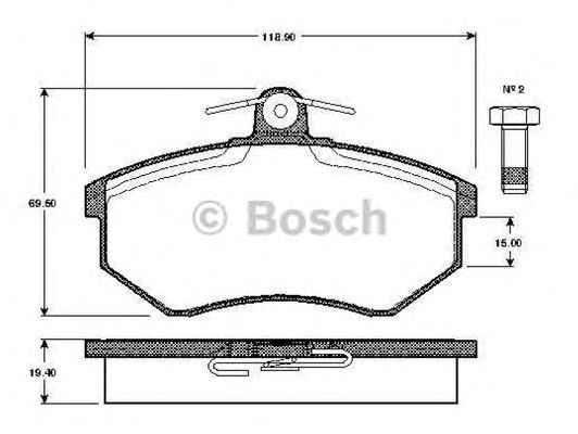 BOSCH - 0 986 TB2 070 - Комплект тормозных колодок, дисковый тормоз (Тормозная система)