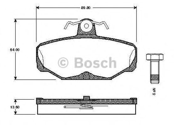 BOSCH - 0 986 TB2 104 - Комплект тормозных колодок, дисковый тормоз (Тормозная система)